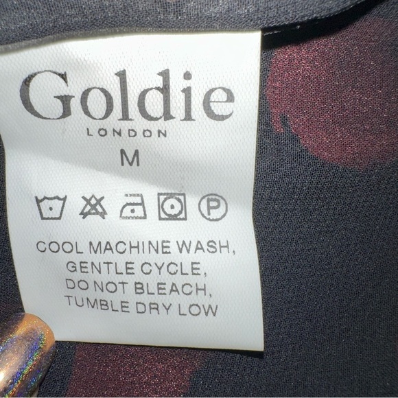 Goldie London Dress Womens Medium Black Red Dot Slip Mid Length Whimsical Dainty - Picture 9 of 11